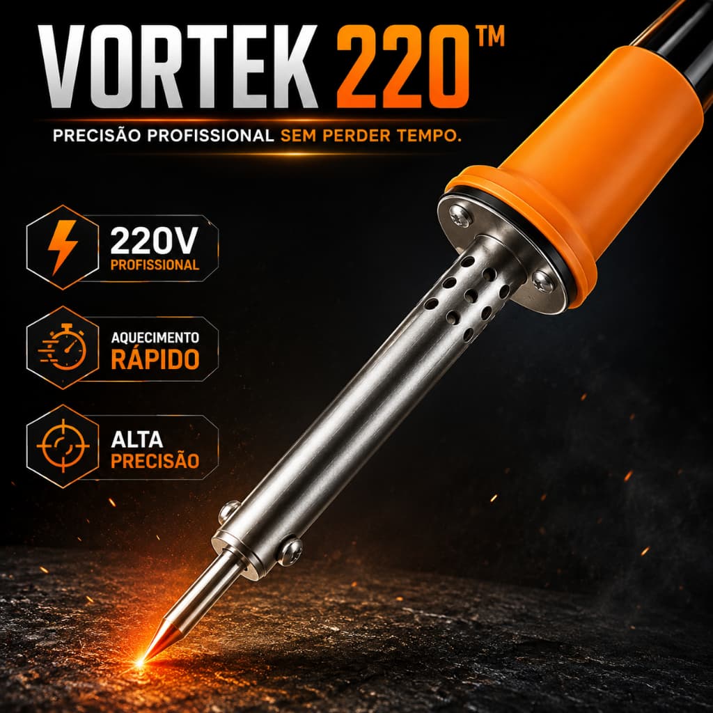 Ferro de Solda Profissional 220V Vortek™ Aquecimento Rápido Ponta Fina Alta Precisão para Eletrônica e Reparos