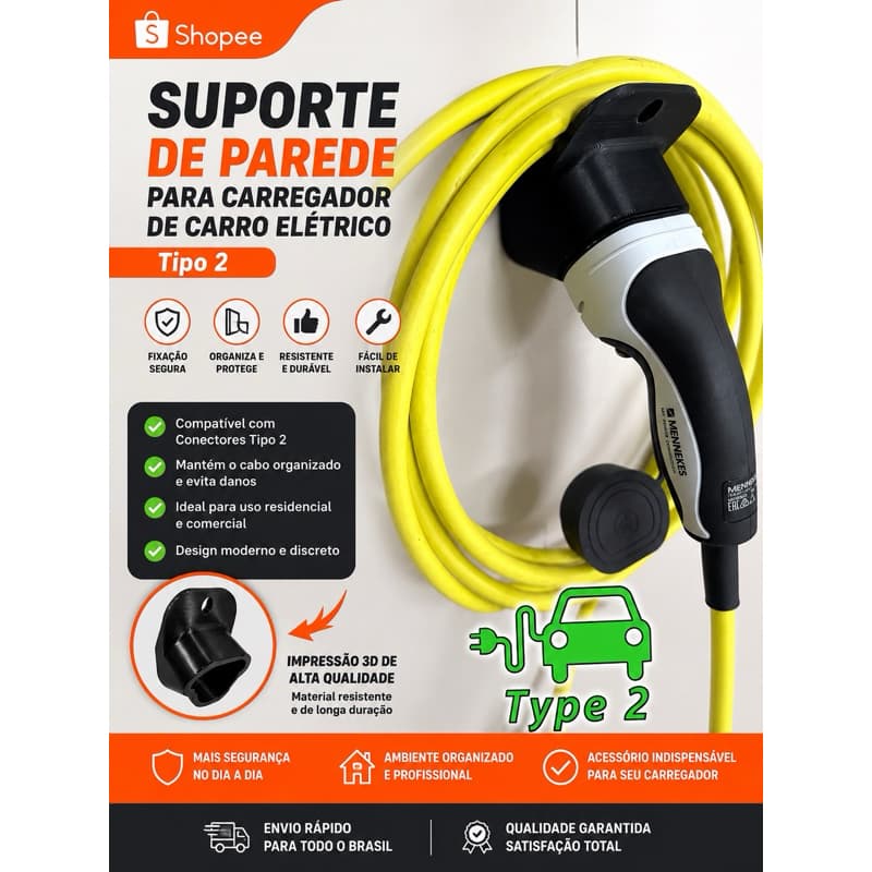 Suporte Carregador Carro Elétrico BYD GEELY GWM TIPO 2