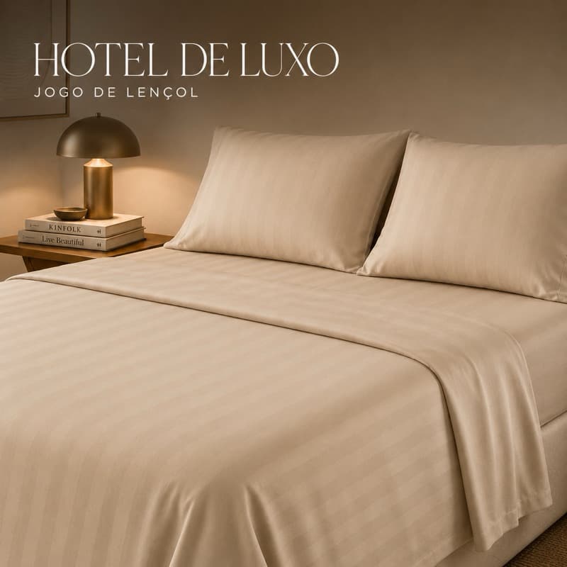 Jogo de Lençol Padronado 600 Fios Com Fronhas 3 Peças Cama Hotel Luxo Casal Queen Solteiro