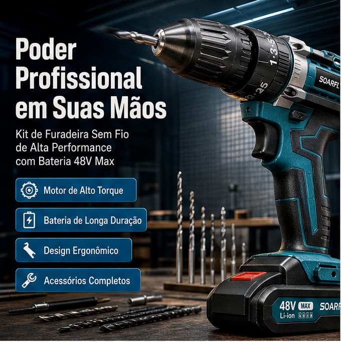 Parafusadeira Furadeira 48V Profissional Torque Ajustável Perfuração Aço