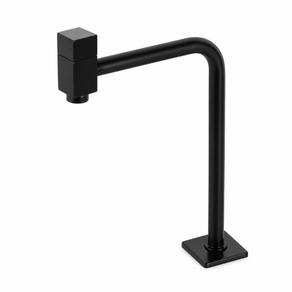 Torneira banheiro metal Lavatorio Cuba alta 90° Preto Fosco quadrada