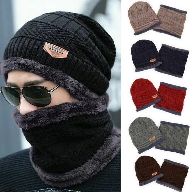 Kit Touca Gorro + Cachecol Unissex | Térmico, Quentinho e Confortável Para Homens e Mulheres no Inverno Frio Gelado