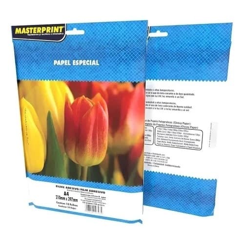 Vinil Adesivo Branco 135g A4 para Impressão Jato de Tinta Brilho e Fosco A Prova d'água Masterprint