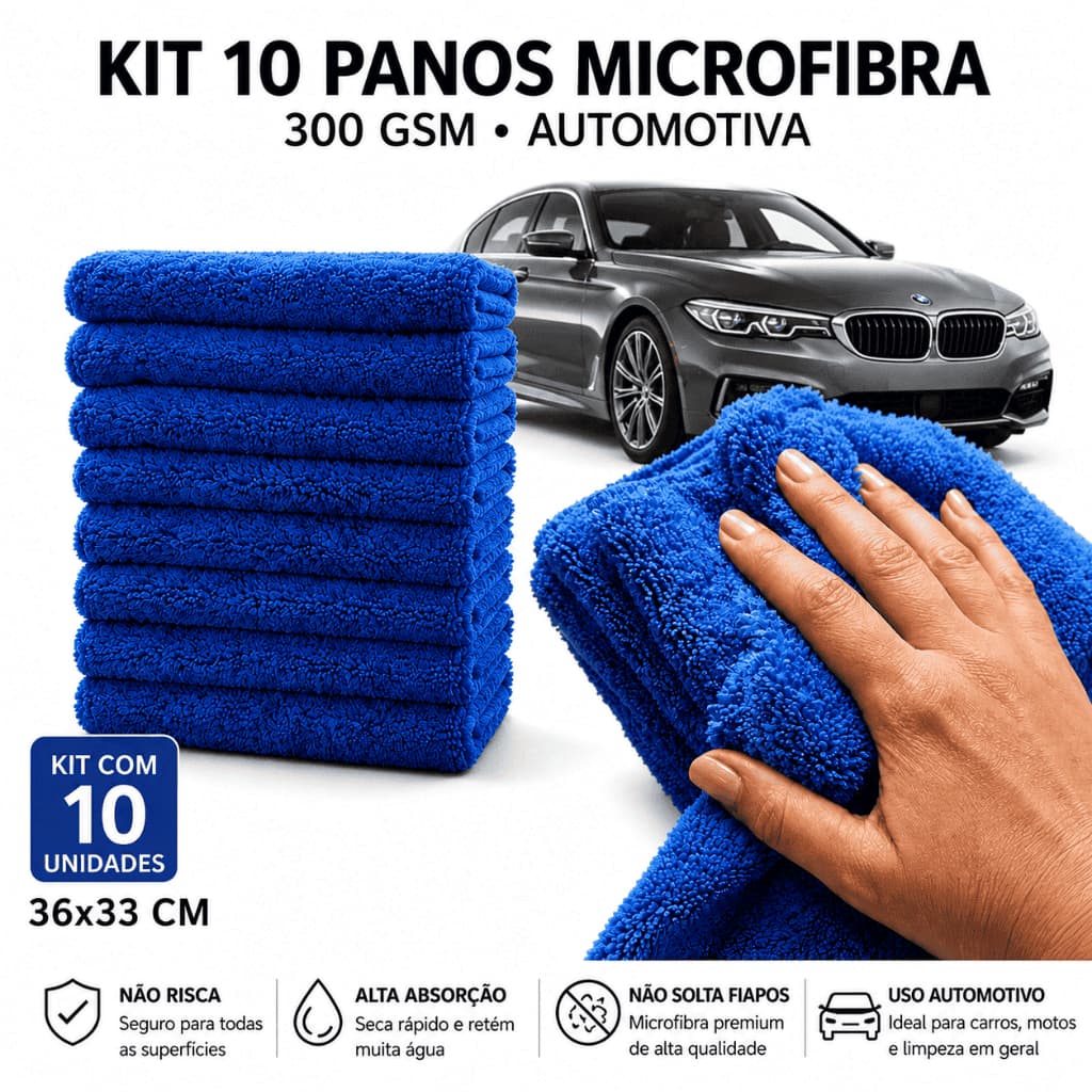 Toalha De Microfibra Estética Automotiva Profissional Detailer Luxo Alta Gramatura