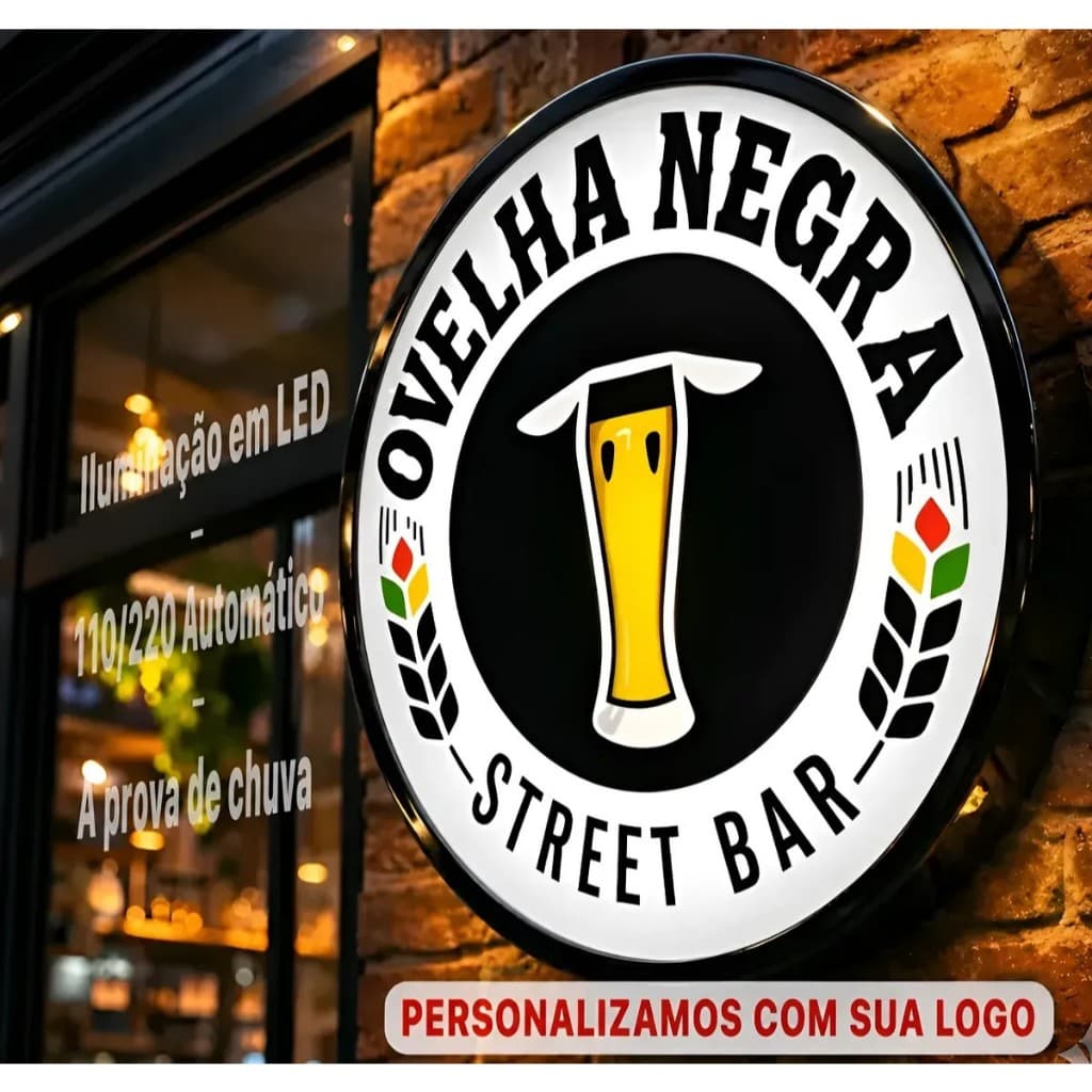Luminoso Grande 60 cm Letreiro A prova de Chuva P/ Area externa Personalizado com sua Logomarca
