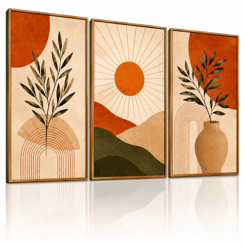 Quadros Decorativos 3 Peças Sala Tríptico Boho para Cozinha e Área Gourmet Moderno Elegante