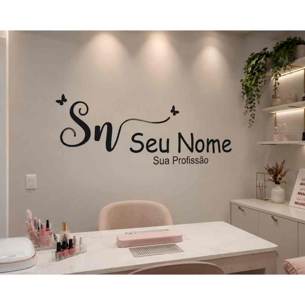 💇‍♀️Adesivo de Parede Personalizado com sua Logo | 💅 Salão de Beleza, Sobrancelhas, Cílios, Depiladora💖