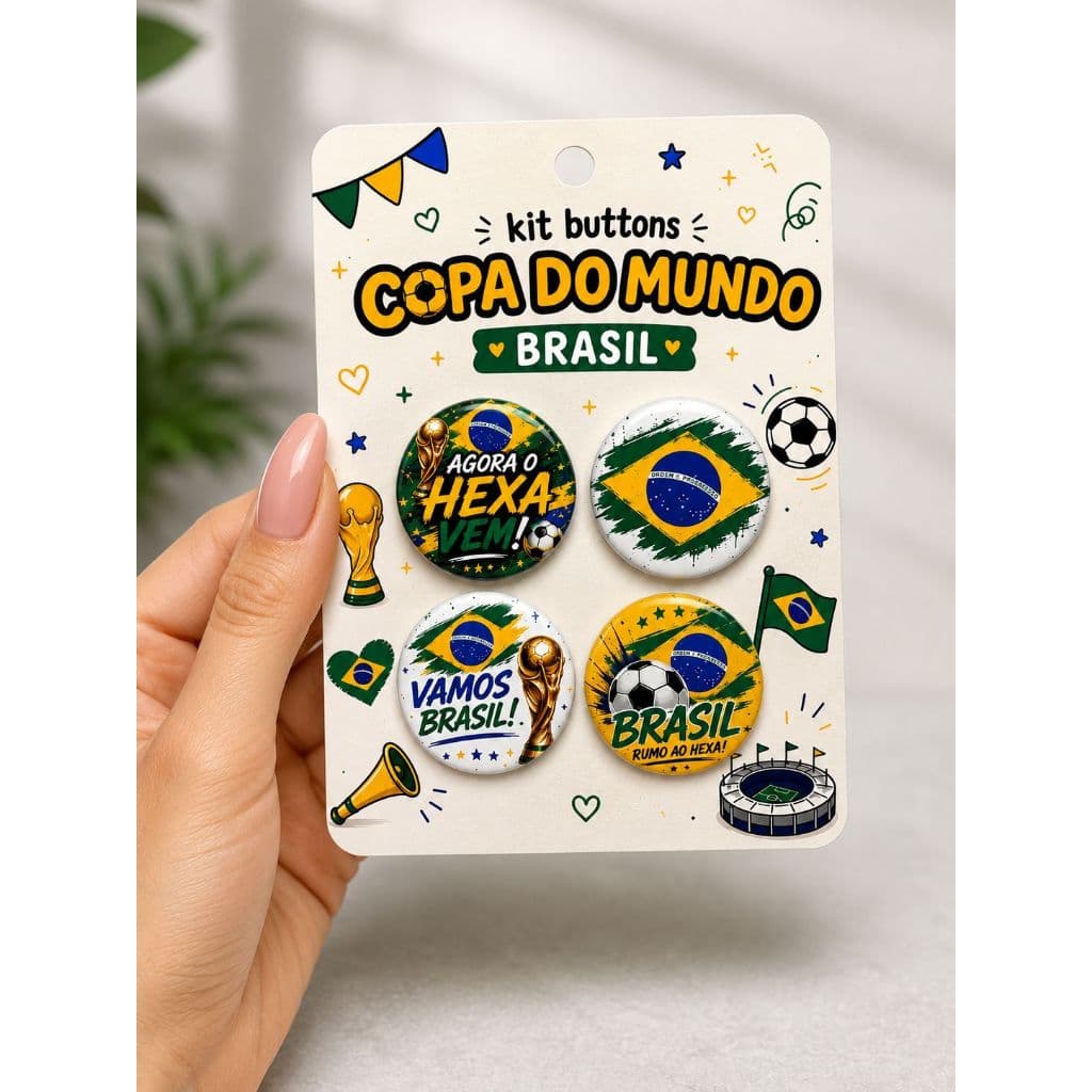 Kit 4 Buttons  Brasil - Copa do Mundo