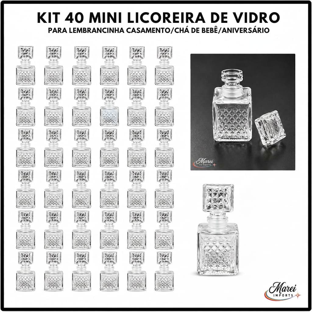 KIT 40 MINI LICOREIRA PARA LEMBRANCINHA / CASAMENTO / ANIVERSÁRIO / CHÁ DE BEBÊ / BODAS E CHÁ DE PANELA
