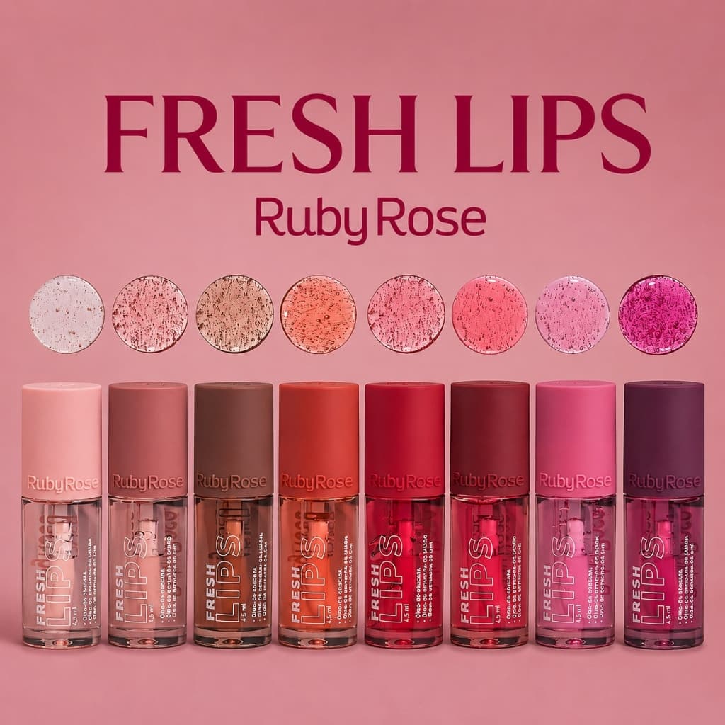 Lip Oil Labial Fresh Lips Hidratante Ruby Rose Cores Lindas