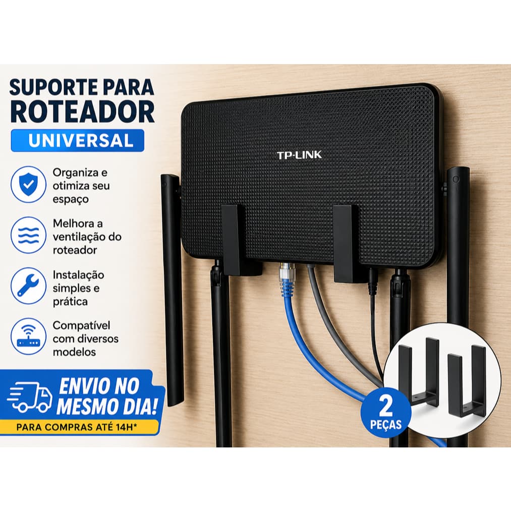 Suporte Para Roteador WiFi Universal Parede Organizador TP Link Dupla Face