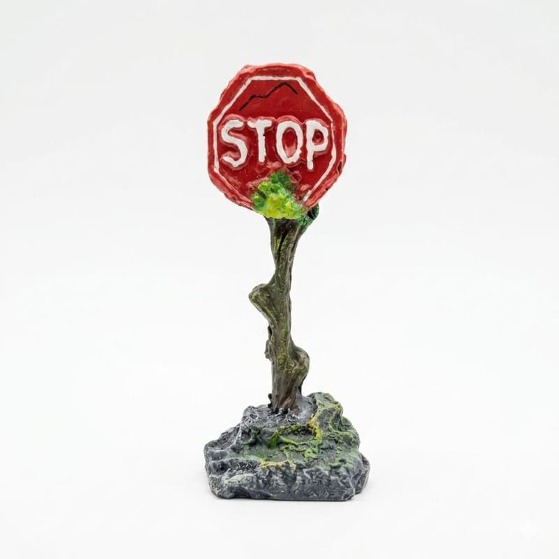 Enfeite Para Aquário Placa Stop Resina Decoração