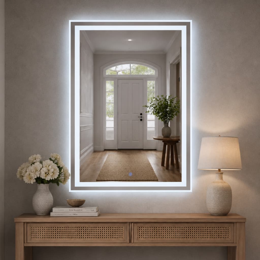 Espelho Retangular de Led com 3 cores 80x50 com Acabamento Lapidado