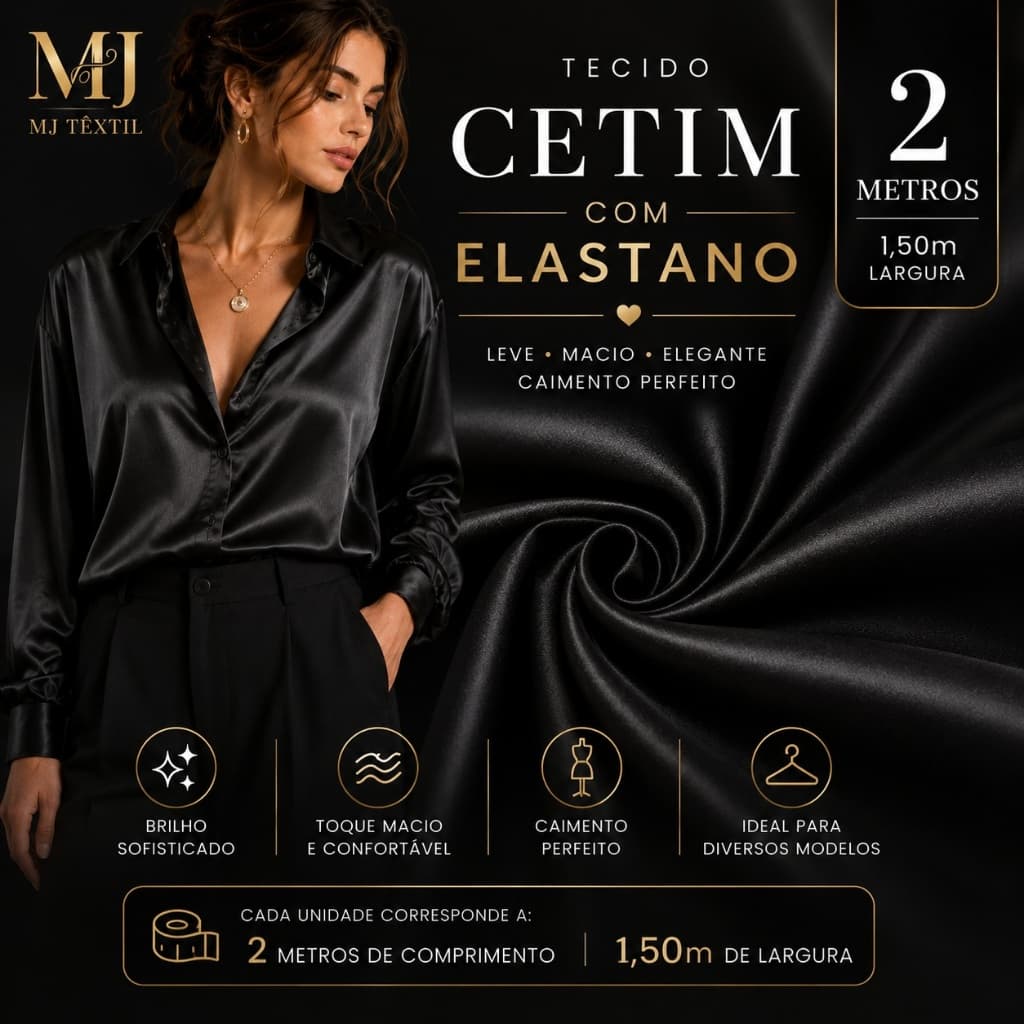 2 Metros Tecido Cetim com Elastano | Toque Macio e Caimento Perfeito