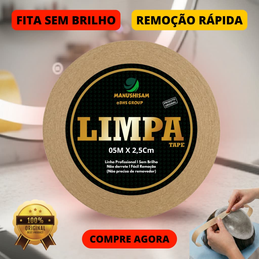 Fita Adesiva Limpa Tape Para Próteses Capilares E Perucas 5m x 2,5cm