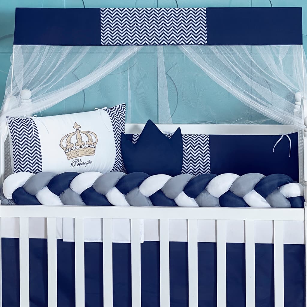 Kit Berço Completo 7 Peças Safari Urso Nuvem Coroa Slim | Enxoval Menino Padrão Americano Premium