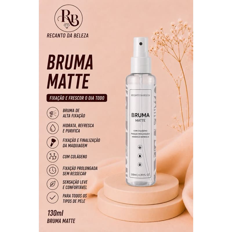 Bruma Facial Fixadora Lady Beauty Matte - Hidratação, Acabamento Matte, Fixação Duradoura