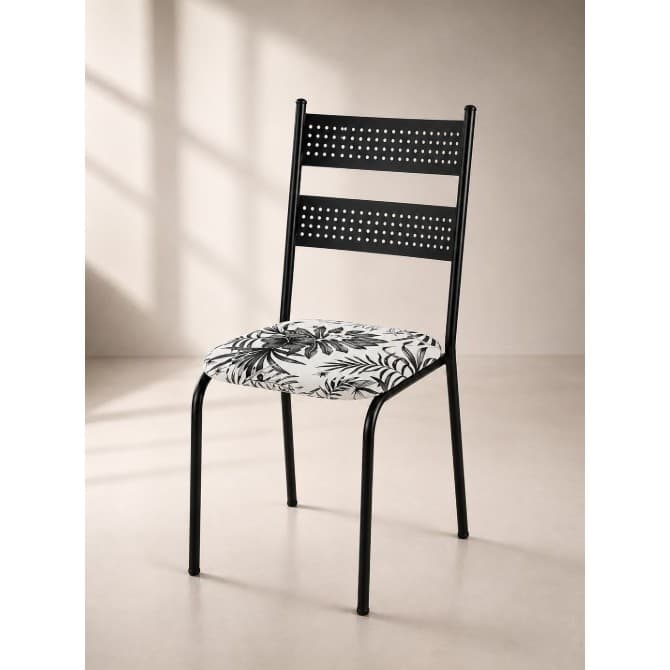 Cadeira De Cozinha Industrial Life Reforçada Estrutura Preta Estampada 85cm
