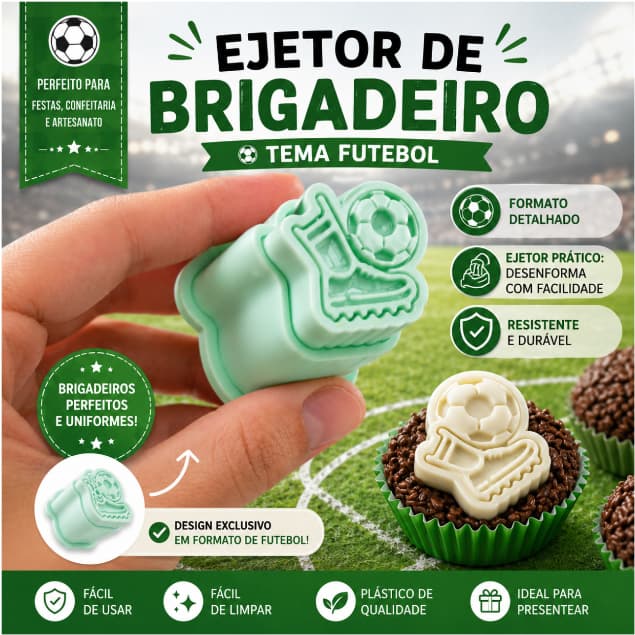 Futebol  - Ejetor Modelador para Brigadeiros Carimbo para Brigadeiro e Doces