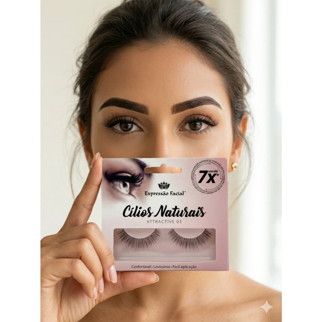 Cílios Reutilizáveis Attractive 03 Expressao Facial Use Até 7 Vezes! Os Cílios Naturais Mais Econômicos e Lindos