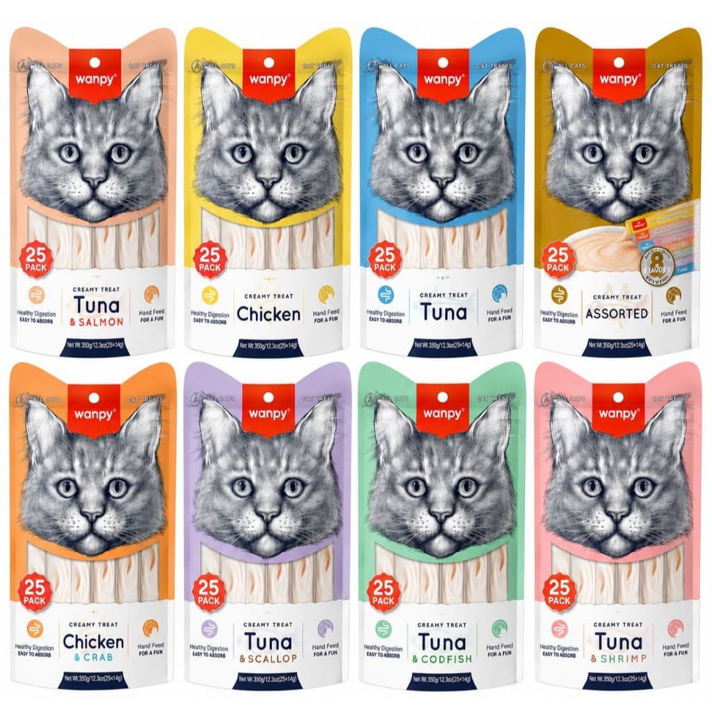 Wanpy Truly Creamy Petisco Cremoso Para Gatos Diversos Sabores Com 25 e 50 unidades