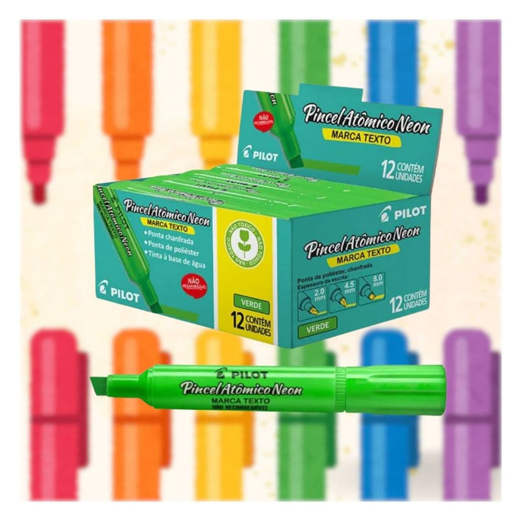 Pincel Atômico Neon Verde Caixa Com 12Uni - Pilot