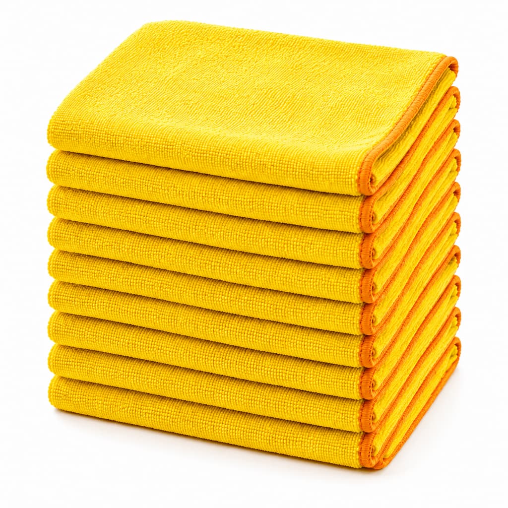 KIT 10 Flanela Microfibra Amarela Com Borda  SGT 40x60