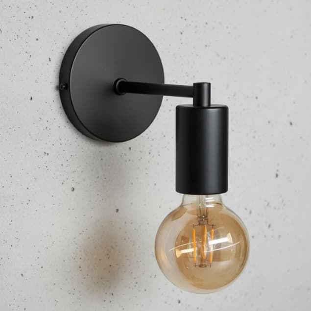 Arandela Parede Industrial Retrô Alumínio E27 Preto S/Lâmpada Quarto Sala Decoração Interna