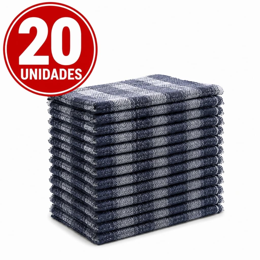 Kit 20 Panos de Chão Xadrez  60x40 Alta Absorção Limpeza Pesada
