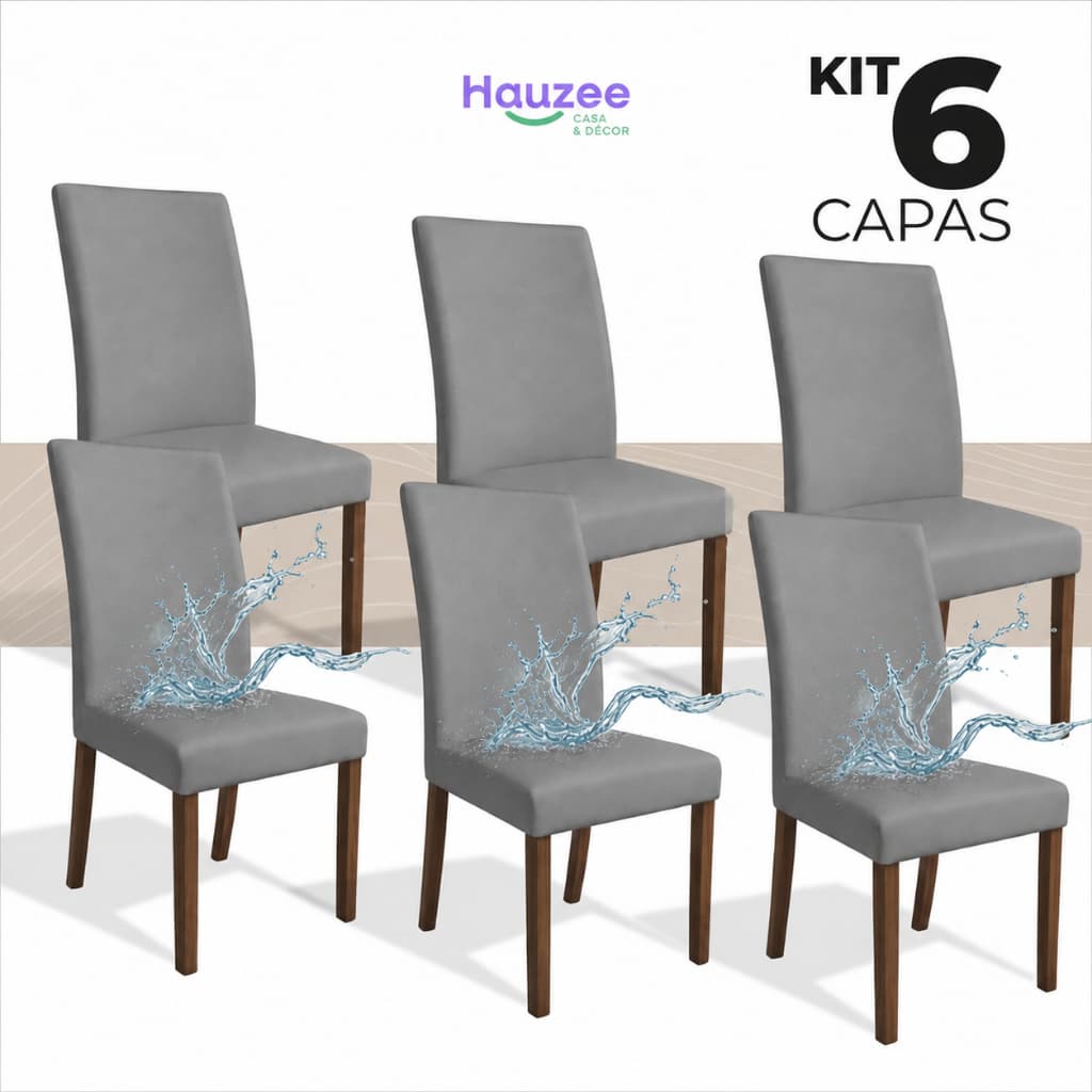 Kit 6 Capas de Cadeira 100% Impermeável Encaixe Perfeito
