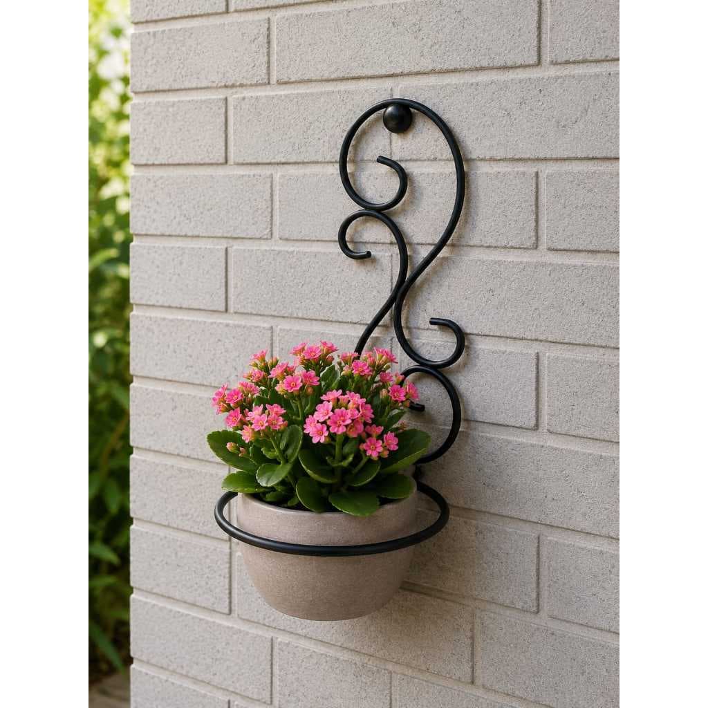 Par Suporte de Vaso de Parede Arabesco 22cm x 13cm em Aço p/ Plantas Decoração Jardim