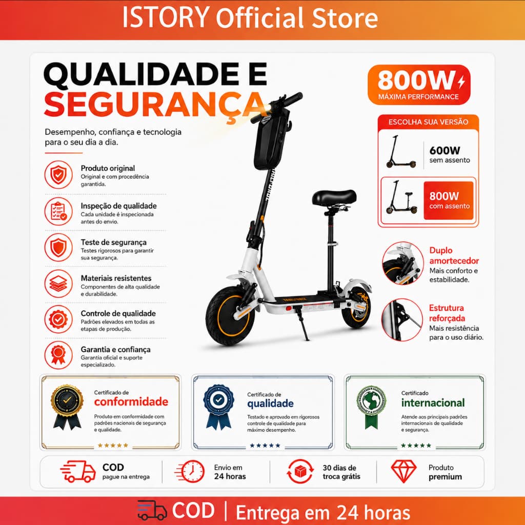 TRAILFORGE-T1 Patinete Elétrico 800W-MAX 10"48V12.5Ah, Amortecedor Duplo, Velocidade Máxima 45km/h