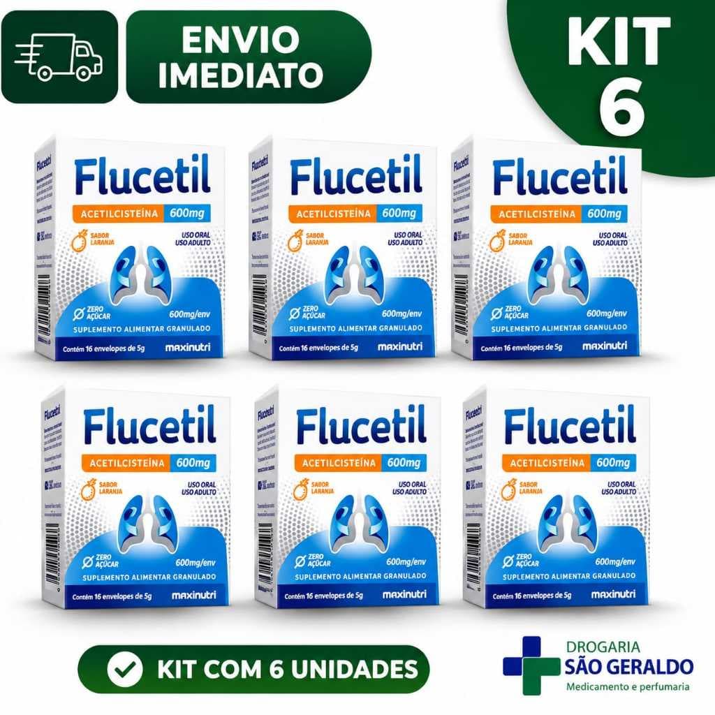 Kit 6 Flucetil 600mg Suplemento Alimentar Antioxidante Energia Disposição