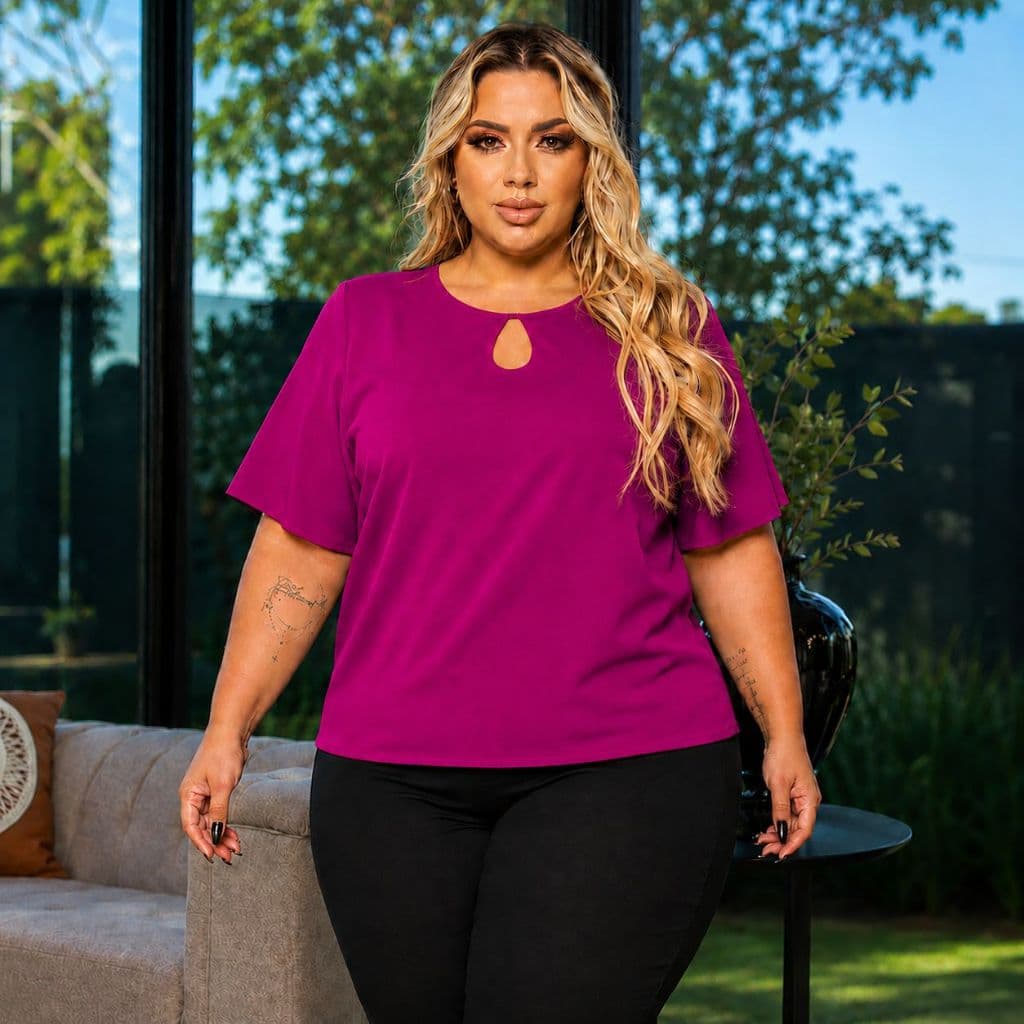 Blusa feminina básica para trabalho dia a dia confortável moda jovem plus size cores lisas G1 G2 G3 G4 G5 tradicional