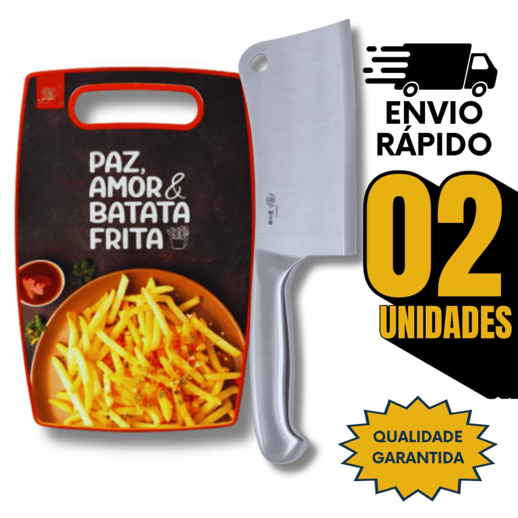Combo Cutelos 6' Inox Inteiriço Profissional Açougue Churrasco Tábua Corte Carnes Legumes Utilidades