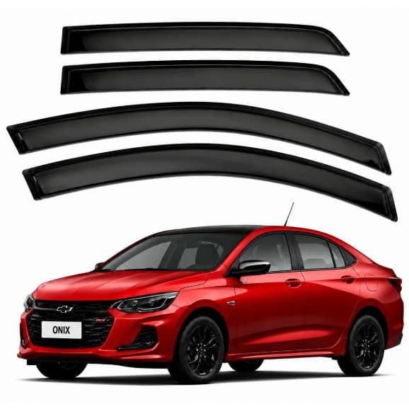 Calha Defletor de Chuva Chevrolet Novo Onix Plus Sedan 2020/2026 4 Portas Acrílico Fumê Ecoflex