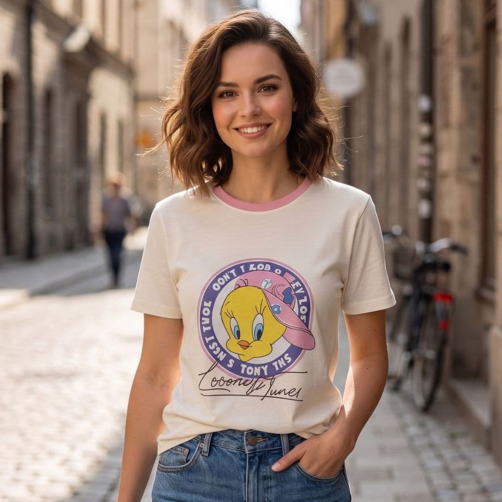 Camiseta Blusa Camisa T-Shirt Feminina Piu-Piu Estampada 100% Algodão Premium Malha Penteada Qualidae Estilo e Conforto