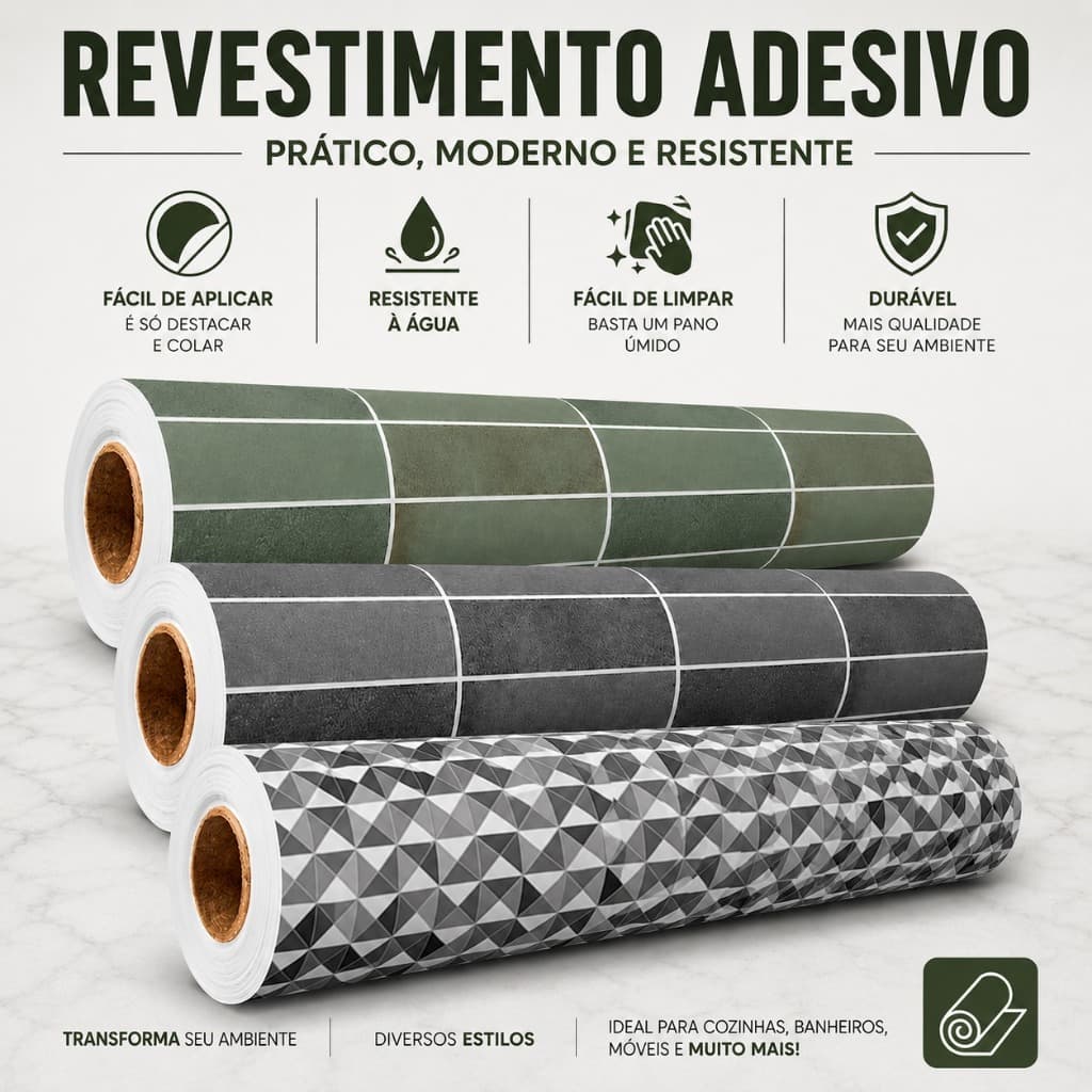 Papel de Parede Revestimento Adesivo Geometrico Stone Premium Autocolante 5 Metros