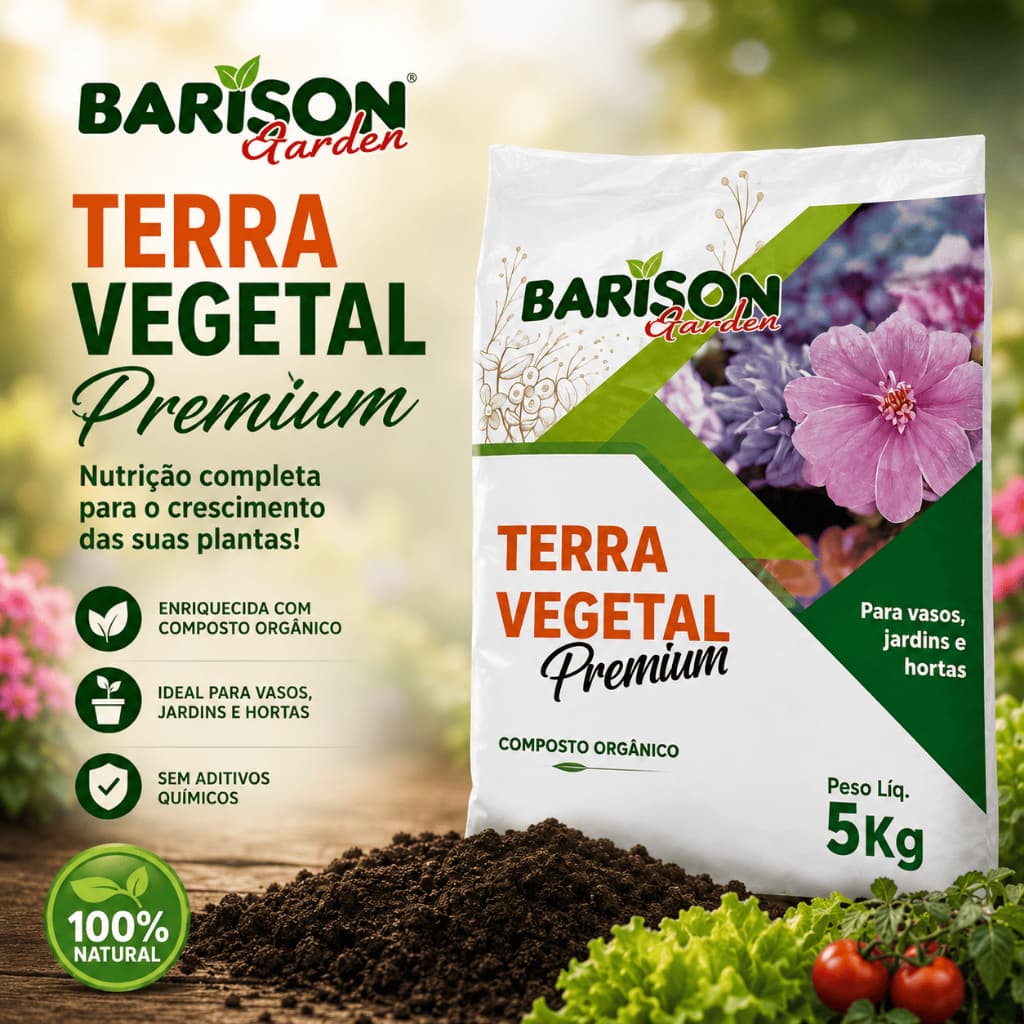 TERRA VEGETAL ADUBADA 5KG 10KG PARA HORTA JARDIM VASOS E FLORES