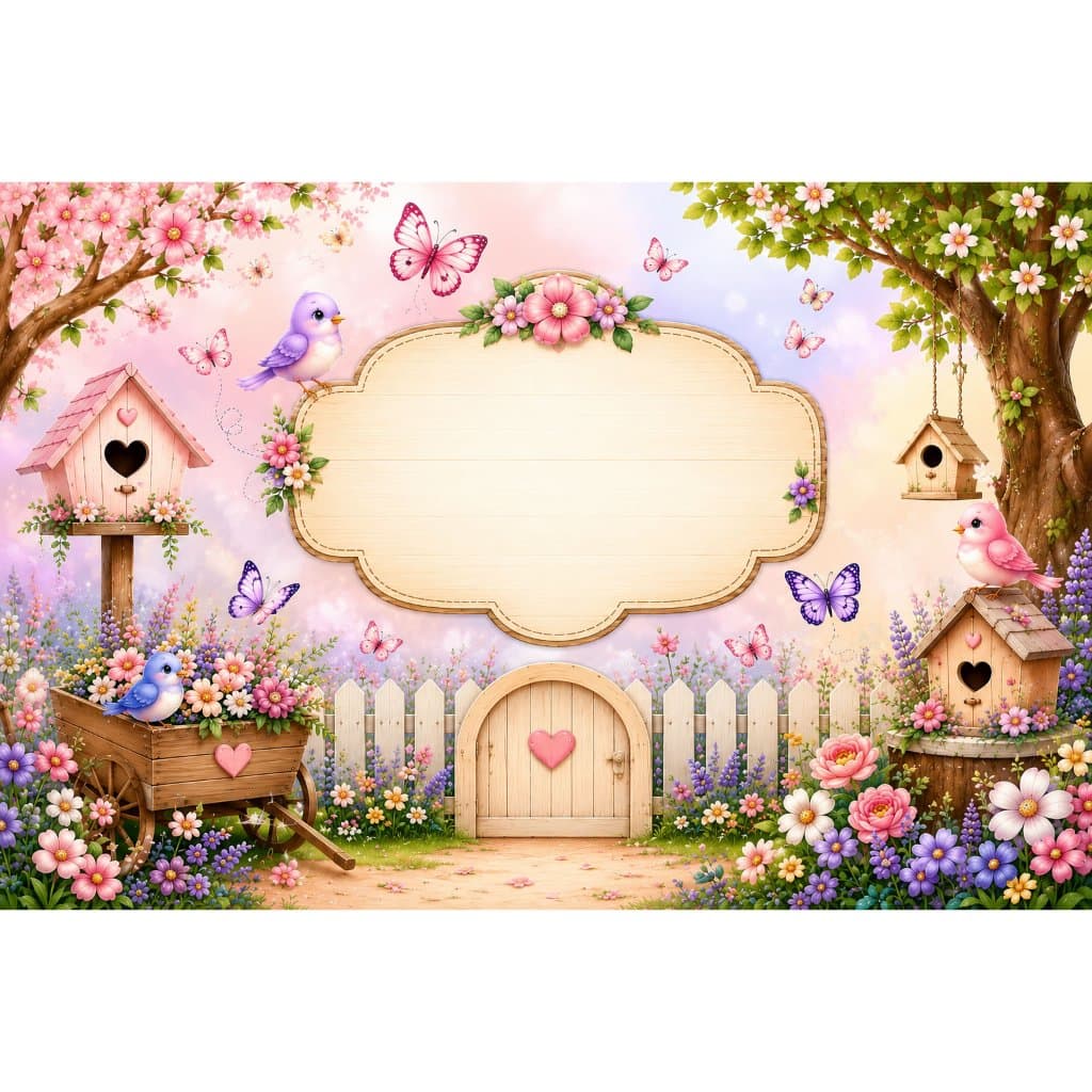 Painel de Festa Jardim Encantado Personalizado | Banner Infantil em Lona | Diversos Tamanhos