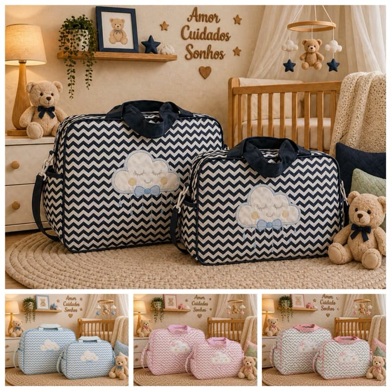 Kit Bolsa e Frasqueira saida Maternidade Mala do Bebe melhor promoção