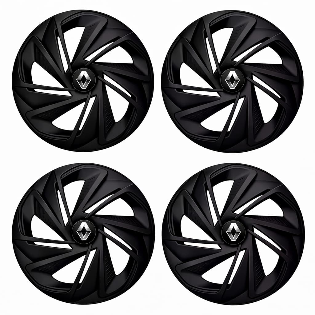 Jogo Calota Nitro Renault Preto Fosco Captur Symbol Scenic Megane Logan Laguna Kangoo Fluence Duster Clio