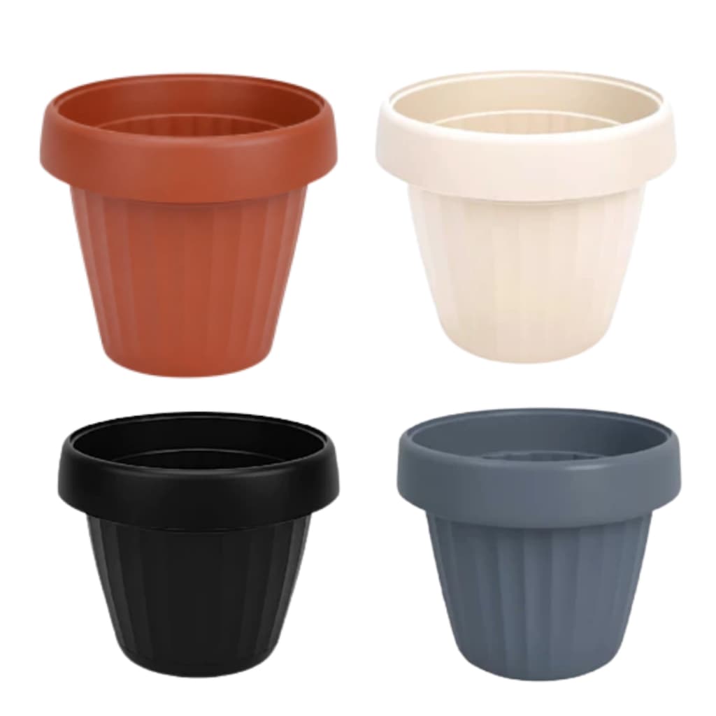 Vaso De Flor e Planta Redondo Plástico C/ Prato Embutido Anti-dengue 2,3 litros