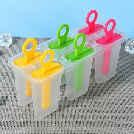 Forma De Picolé Plasduran 6 Unidades Com Tampa Sem BPA Reutilizável Fácil Desenformar Azul Rosa Amarelo Sorvete Caseiro