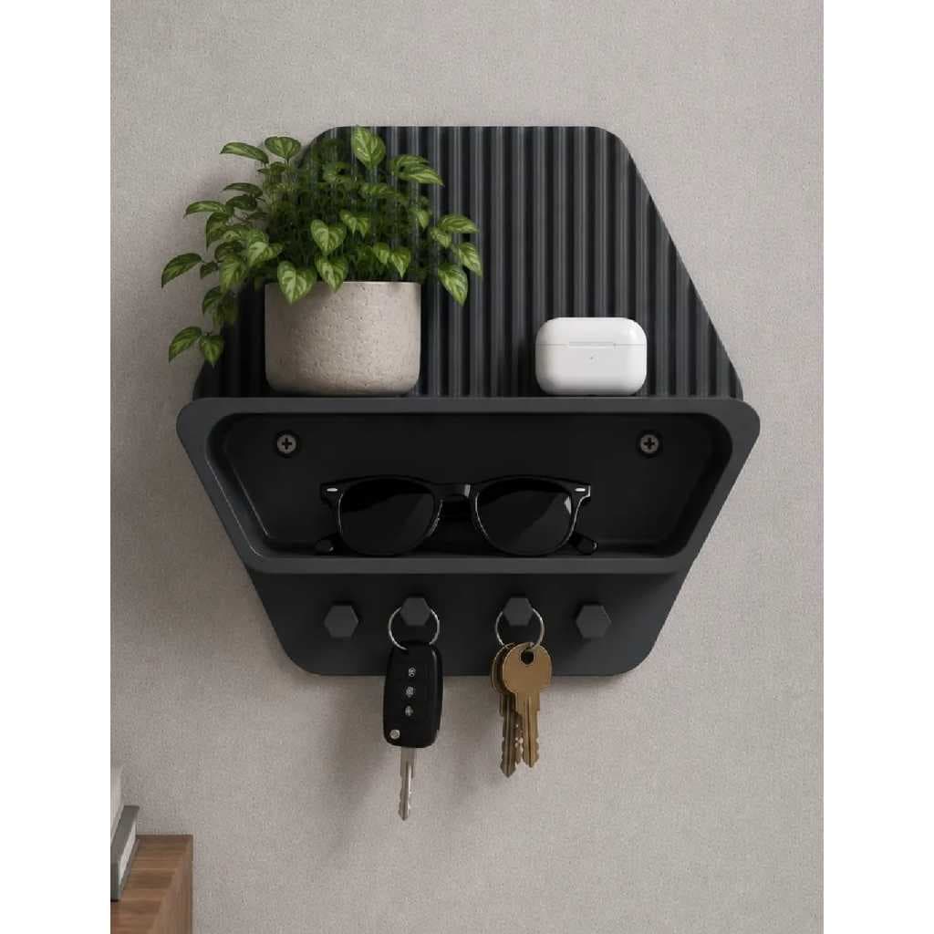 Porta Chaves Decorativo de Parede Organizador Moderno com Prateleira