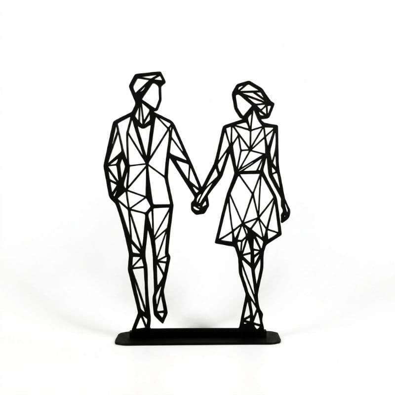 Escultura Casal Geométrico Decorativa em PETG | Enfeite Moderno | Presente Romântico para Namorados e Casais