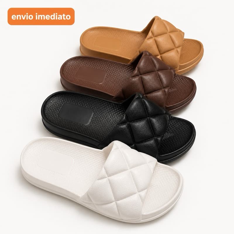 Chinelo Slide Feminino Nuvem Matelassê Confortável Ortopédico Macio - Tendência 2026