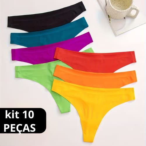 Kit 10 OU 5  Calcinha Laser Sem Costura Zero Transparência NÃO Marca Tanga Conforto