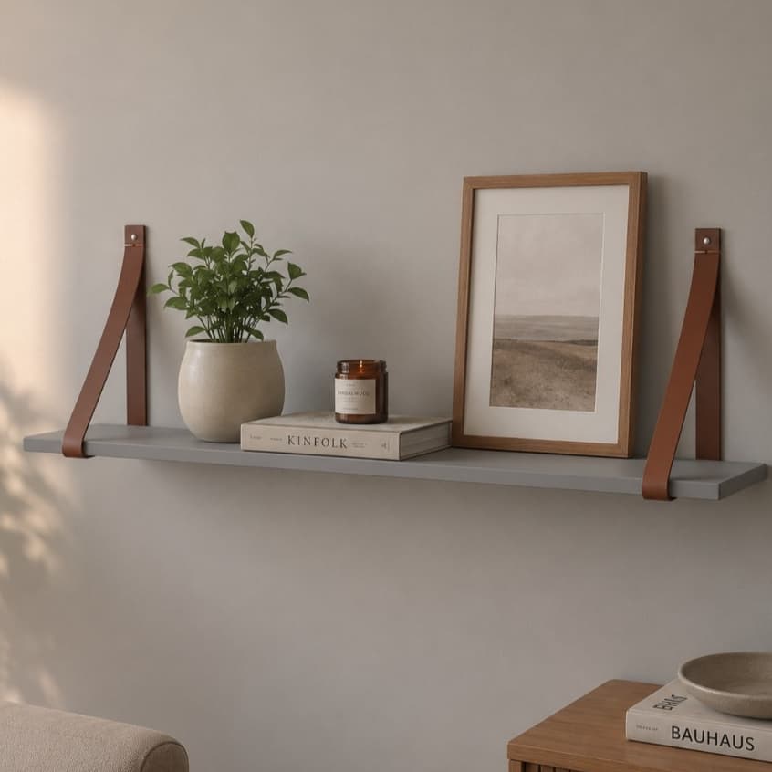 Kit 2 Prateleiras Gold Cinza 100% MDF MDF 90cm Suporte Couro Sala Quarto Matic