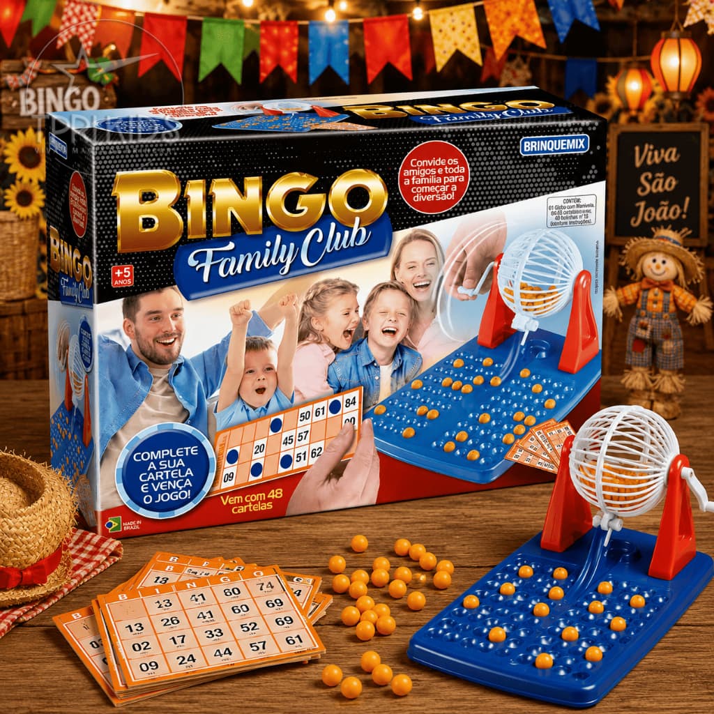 Brinquedo Infantil Bingo 48 Cartelas + 90 Bolinhas Globo Giratório Jogo Menino Menina Família Top 1
